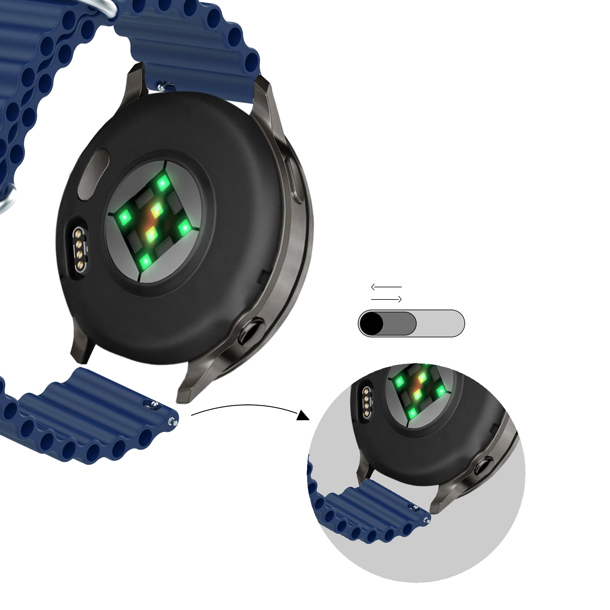 Bandz Garmin Vivoactive 3 Ocean Strap 'Classic' (Dark Blue)