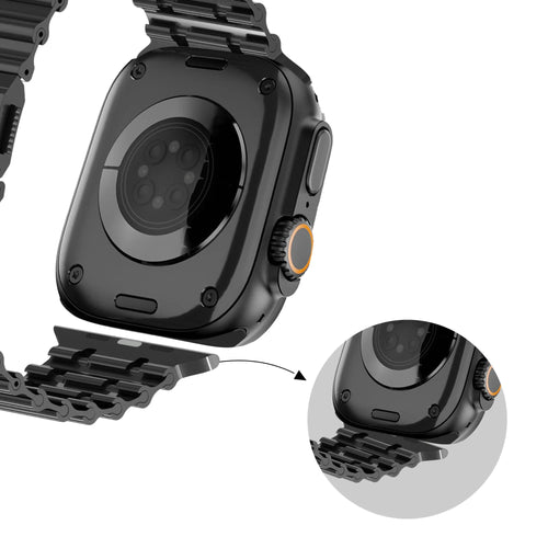 Bandz Apple Watch premium stalen band 'Ocean' (zwart)