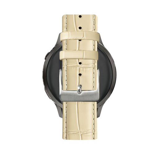Bandz Garmin Vivomove HR Leren crocodile grain band (beige)