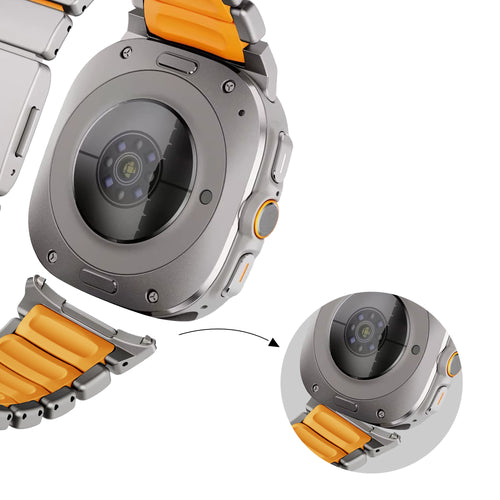 Bandz Samsung Galaxy Watch Ultra 2 titanium band 'Hybrid' (titanium/oranje)