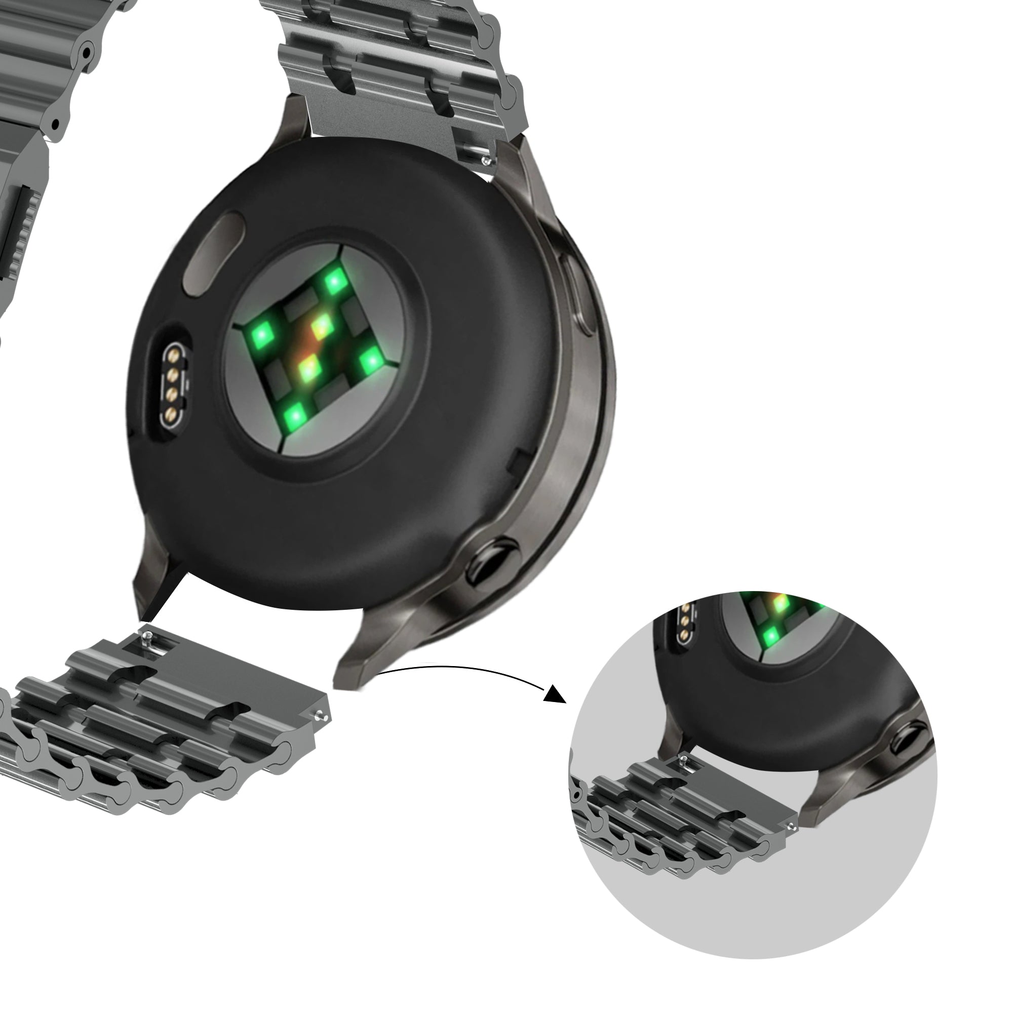 Bandz Amazfit Active Max premium stalen band 'Ocean' (grafiet)