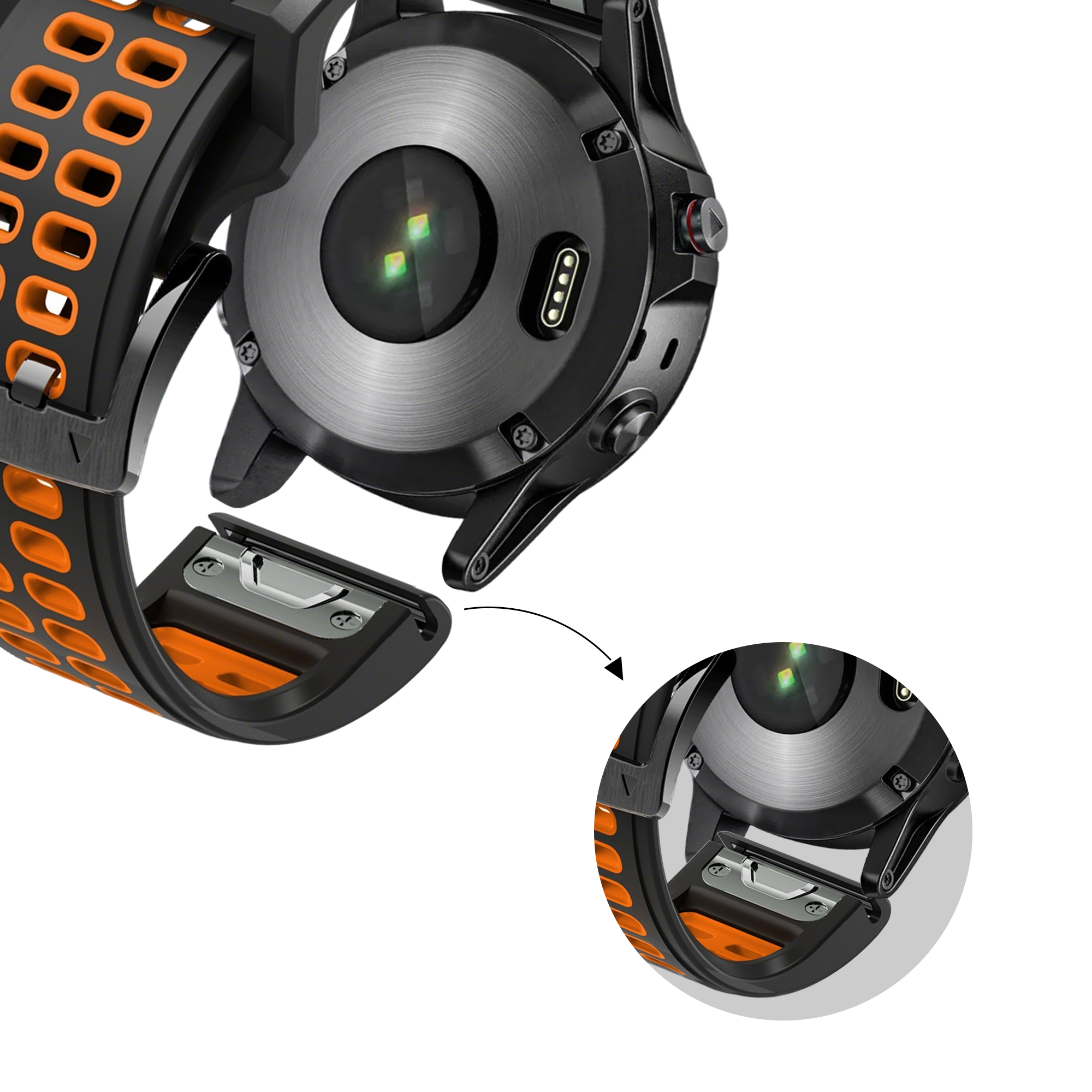 Bandz Garmin MARQ dual sport gesp band (zwart/oranje)