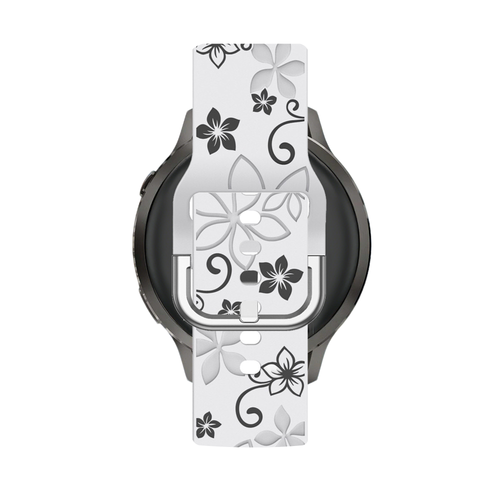 Bandz Garmin Vivomove 3s Silicone Strap 'Flowers' (White/Black)