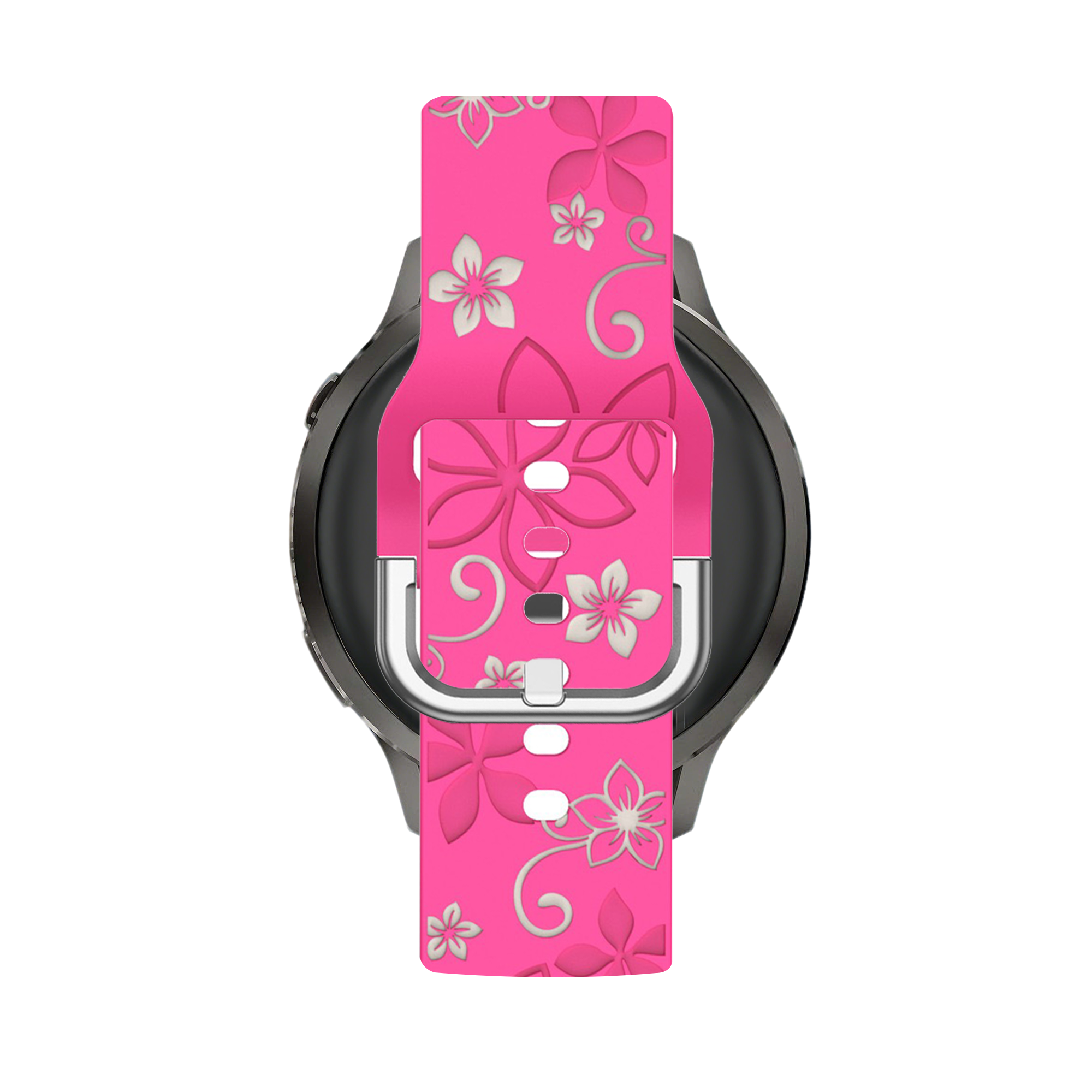 Bandz Garmin Forerunner 645 siliconen band 'Flowers' (knalroze/sterrenlicht)
