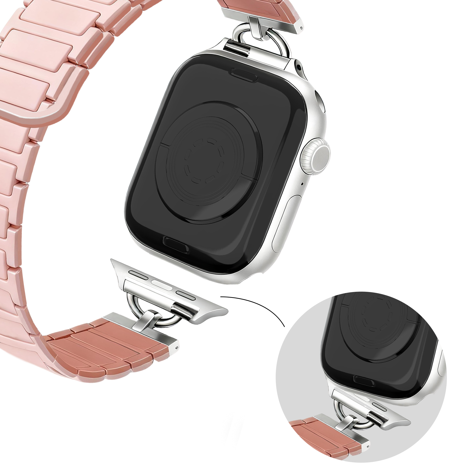 Bandz Apple Watch magnetische siliconen band 'Slim' (roze)