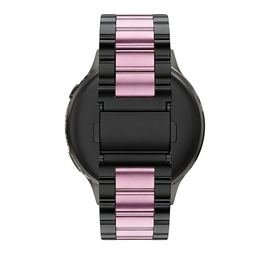 Bandz Garmin Vivomove 3s stalen band 'Classic' (zwart/roze)