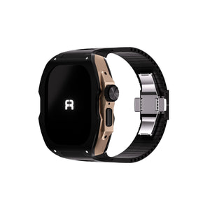 Reqior Apple Watch Ultra case met rubberen band (zwart/roségoud)