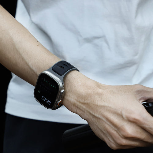 Apple Watch premium outdoor siliconen bandje (zwart/grijs)
