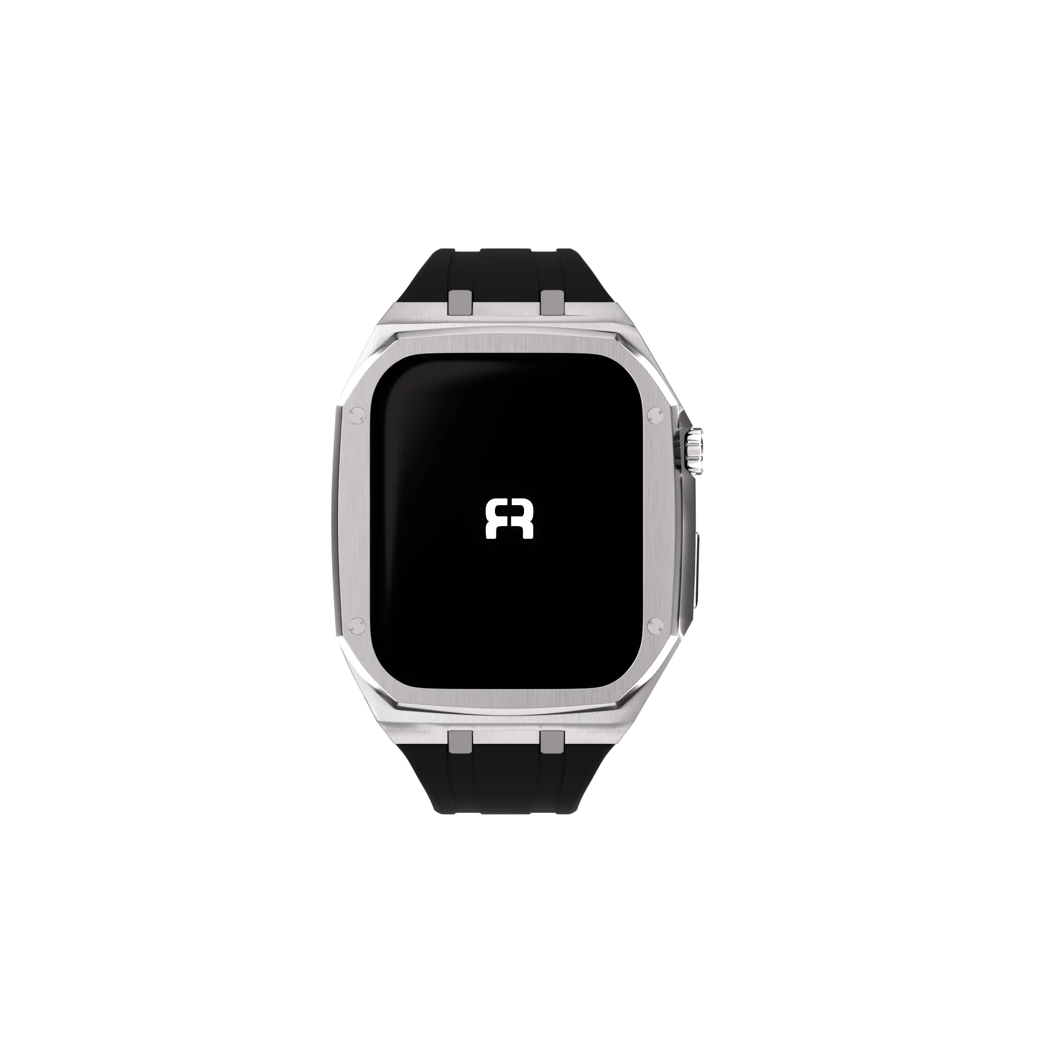 Reqior Apple Watch 45mm metalen case met rubberen band (zilver)