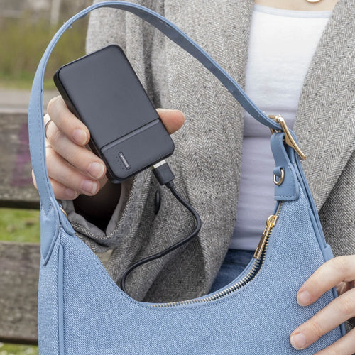 Ultradunne 10.000 mAh powerbank (zwart)