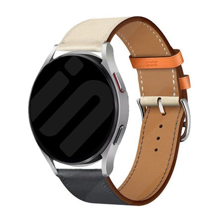 Amazfit Active Leather Duo Strap (White/ Dark Blue)