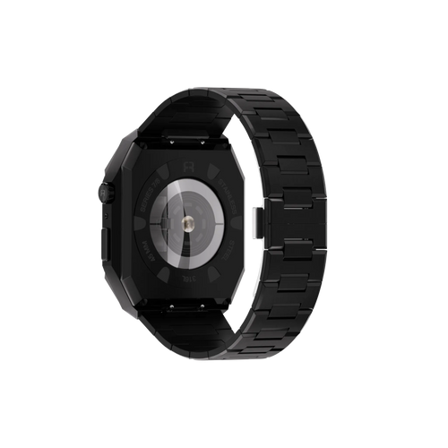Reqior Apple Watch 45mm case met stalen band 'Nautilus' (zwart)