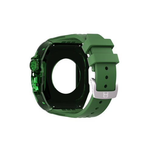 Reqior Apple Watch 45mm polymer case met rubberen band (groen)