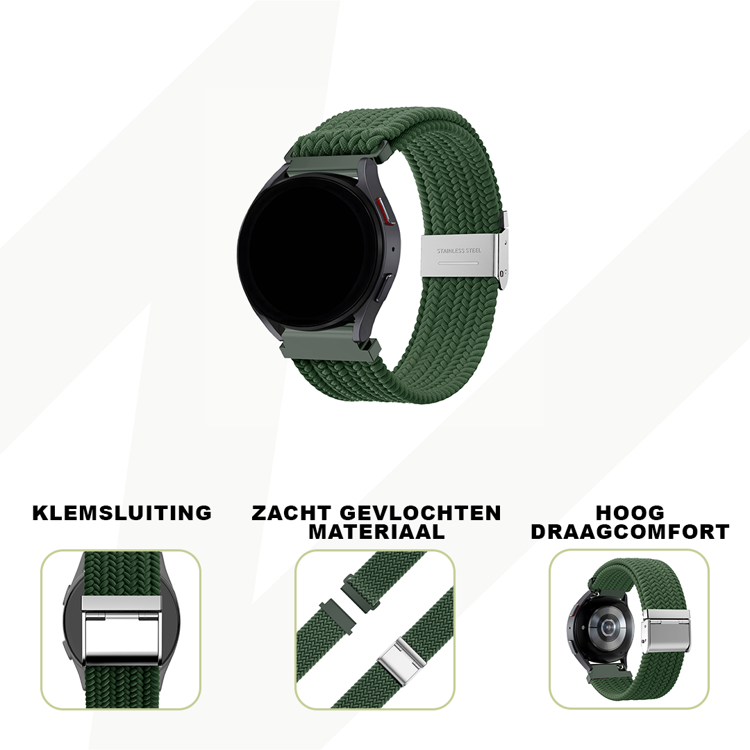 Bandz Garmin Vivoactive 3 gevlochten nylon band (olijfgroen)