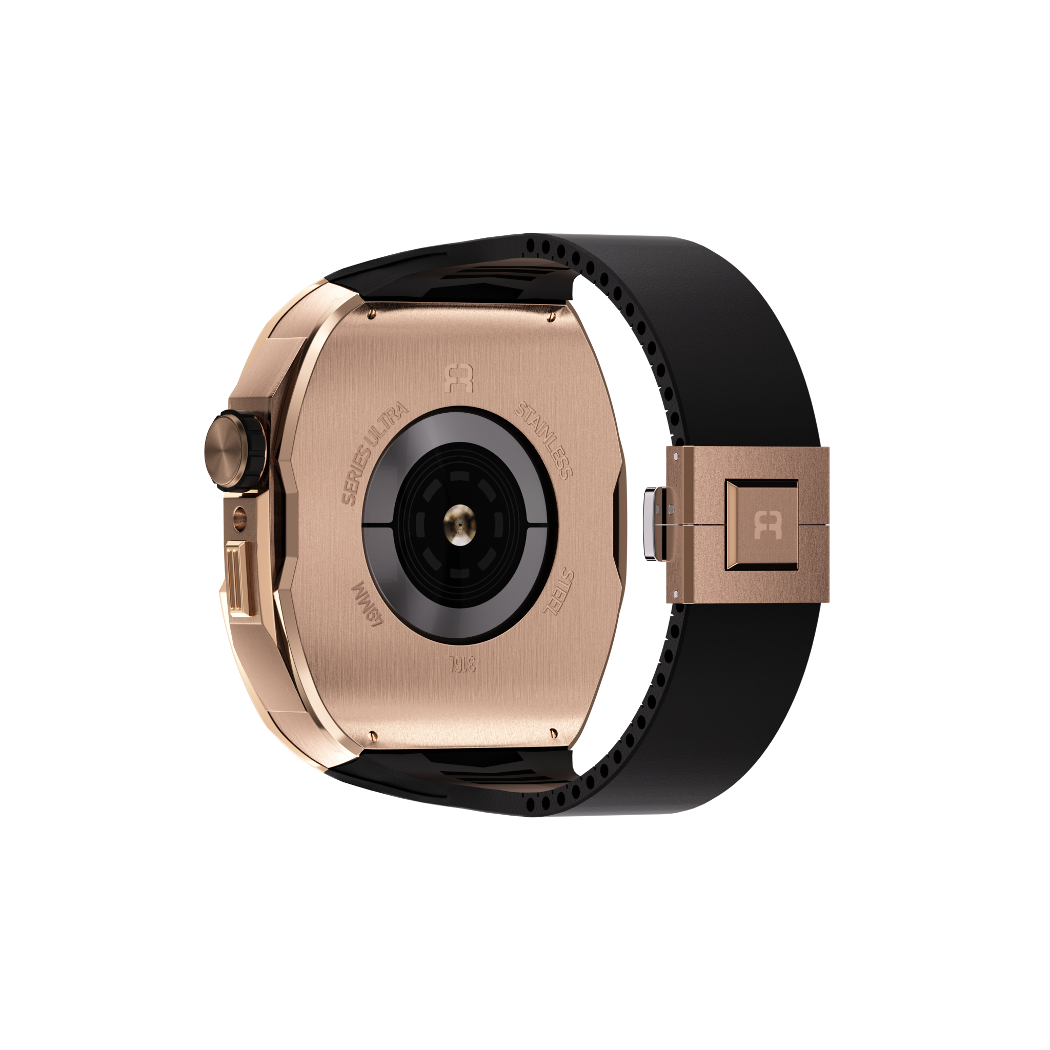 Reqior Apple Watch 45mm Case with Rubber Strap (Rose Gold)