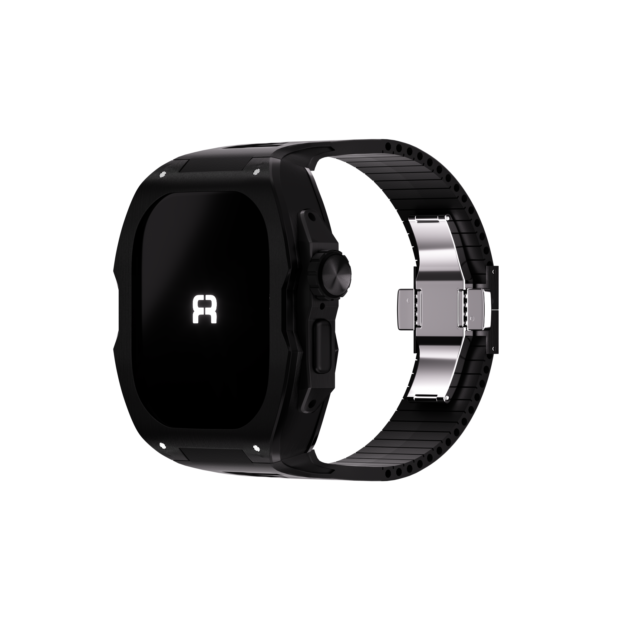 Reqior Apple Watch Ultra case met rubberen band (zwart)