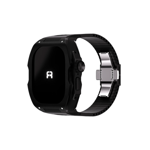 Reqior Apple Watch Ultra case met rubberen band (zwart)