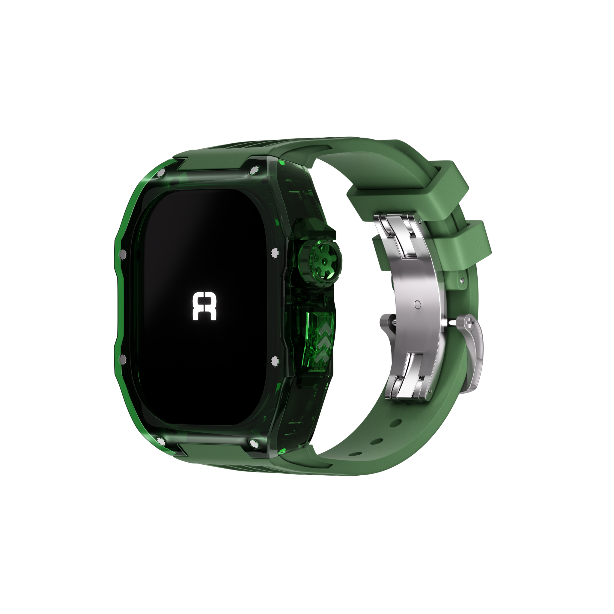 Reqior Apple Watch 45mm polymer case met rubberen band (groen)