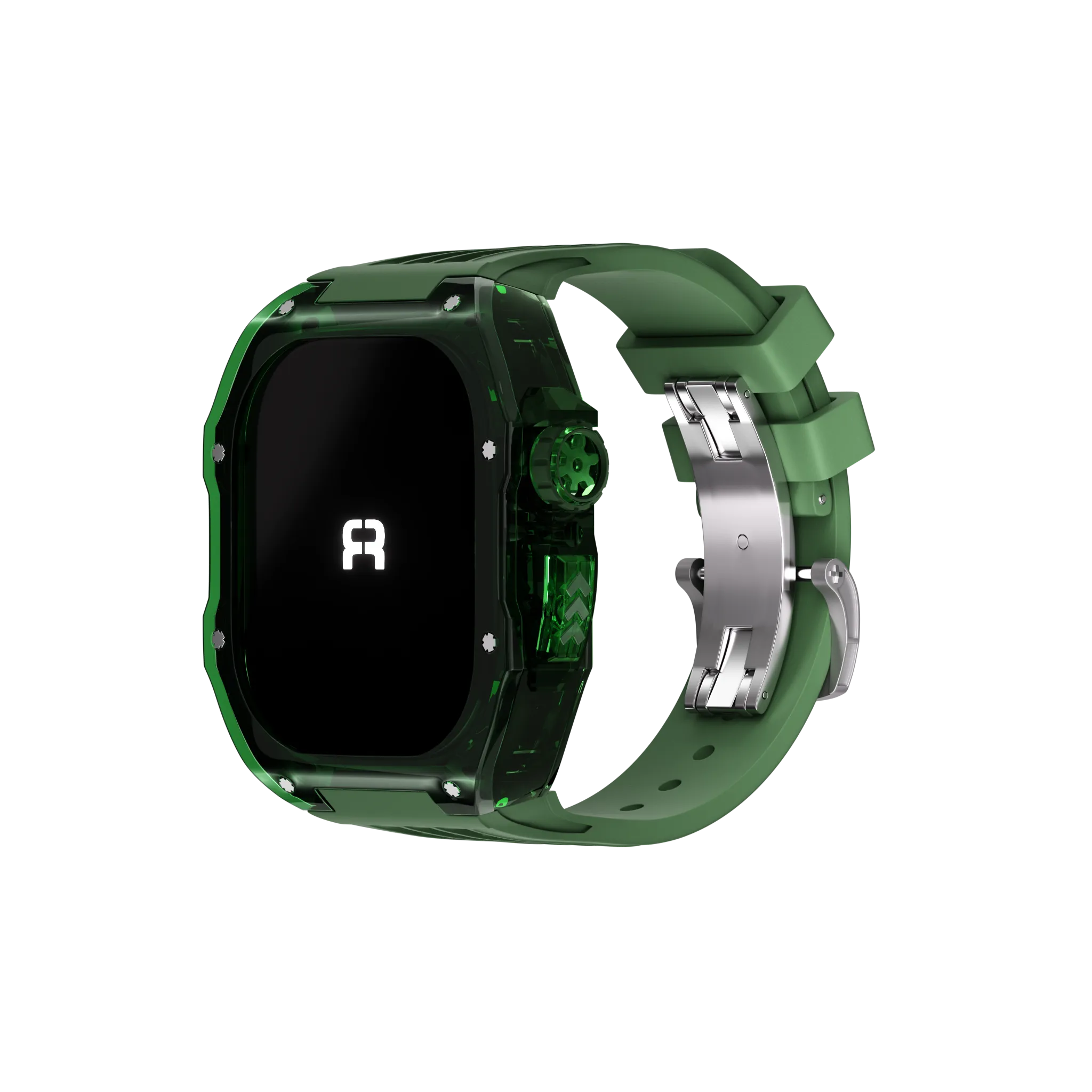 Reqior Apple Watch 45mm polymer case met rubberen band (groen)