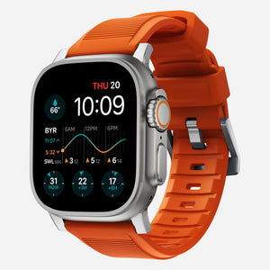 Nomad Rugged Apple Watch siliconen bandje zilver/ultra orange)