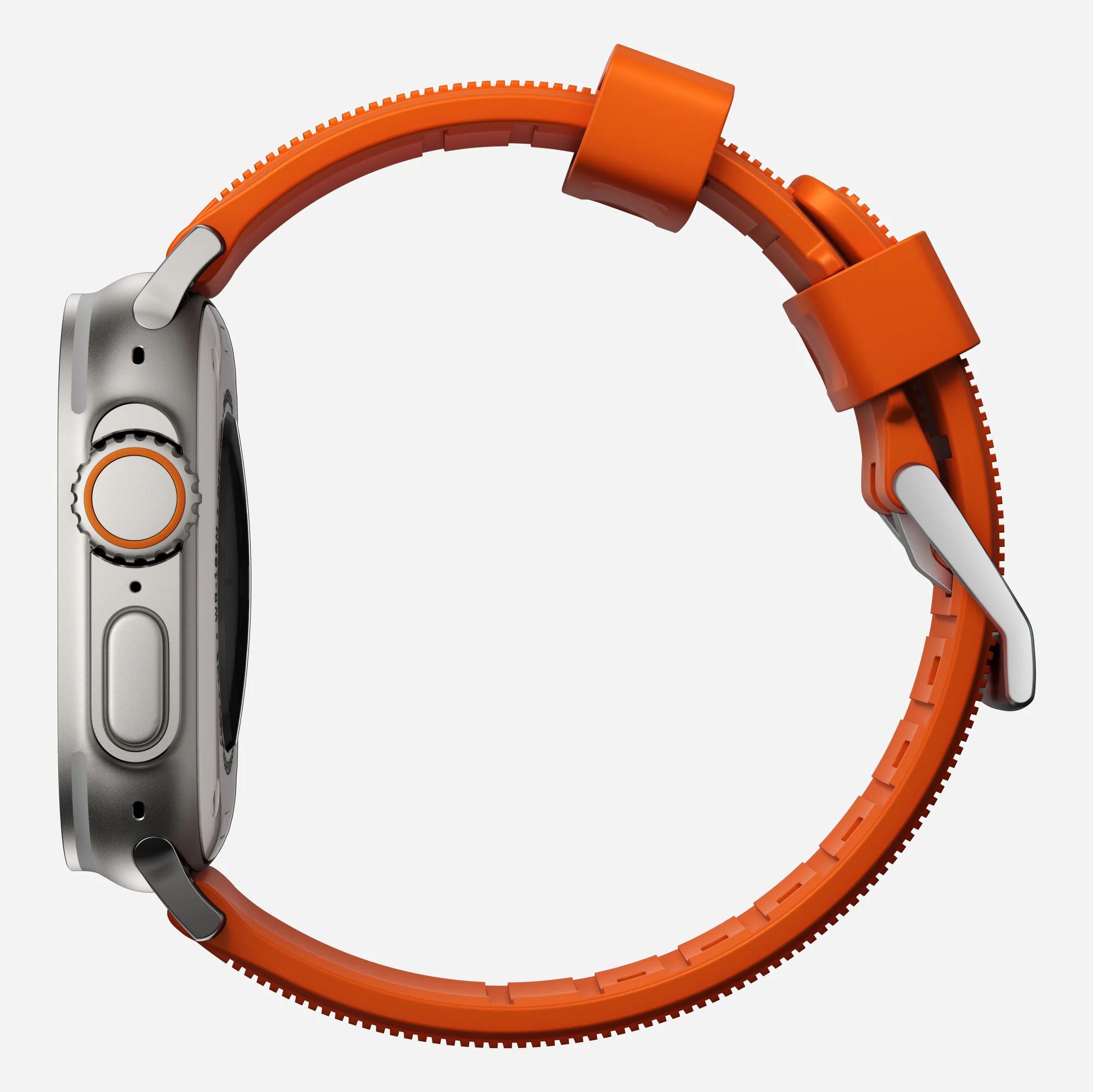 Nomad Rugged Apple Watch Silicone Strap (Silver/Ultra Orange)