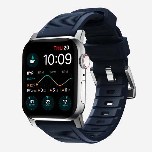 Nomad Rugged Apple Watch siliconen bandje zilver/atlantic blue)