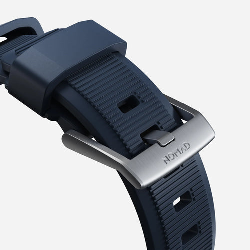 Nomad Rugged Apple Watch siliconen bandje zilver/atlantic blue)