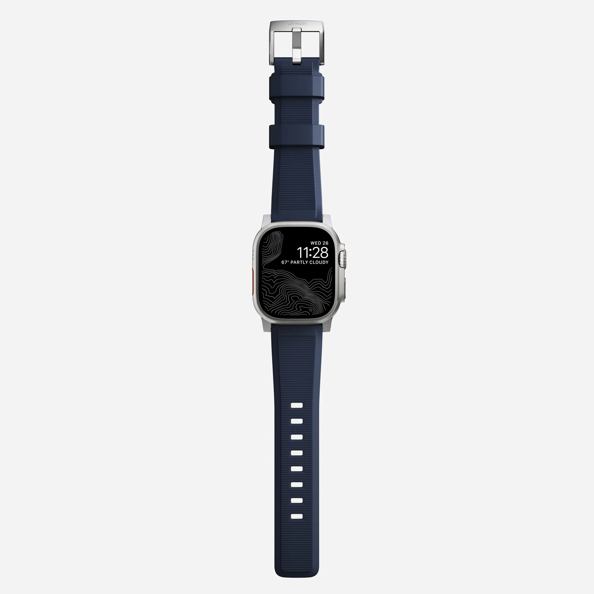 Nomad Rugged Apple Watch siliconen bandje zilver/atlantic blue)
