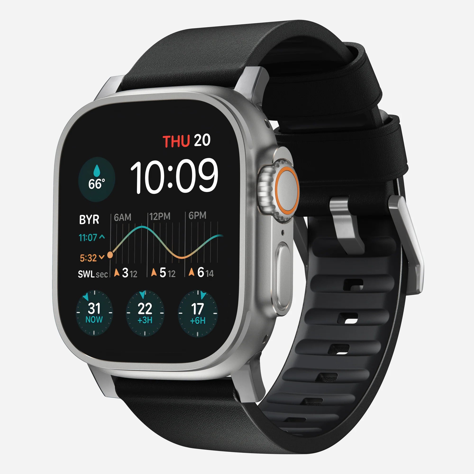 Nomad Active Pro Apple Watch hybride bandje (zwart/zilver)