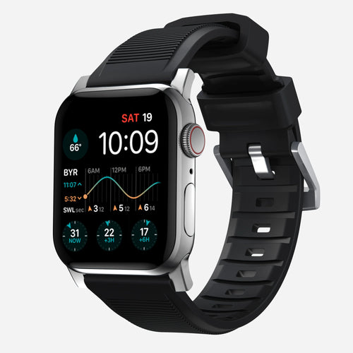 Nomad Rugged Apple Watch Silicone Strap (Black/Silver)
