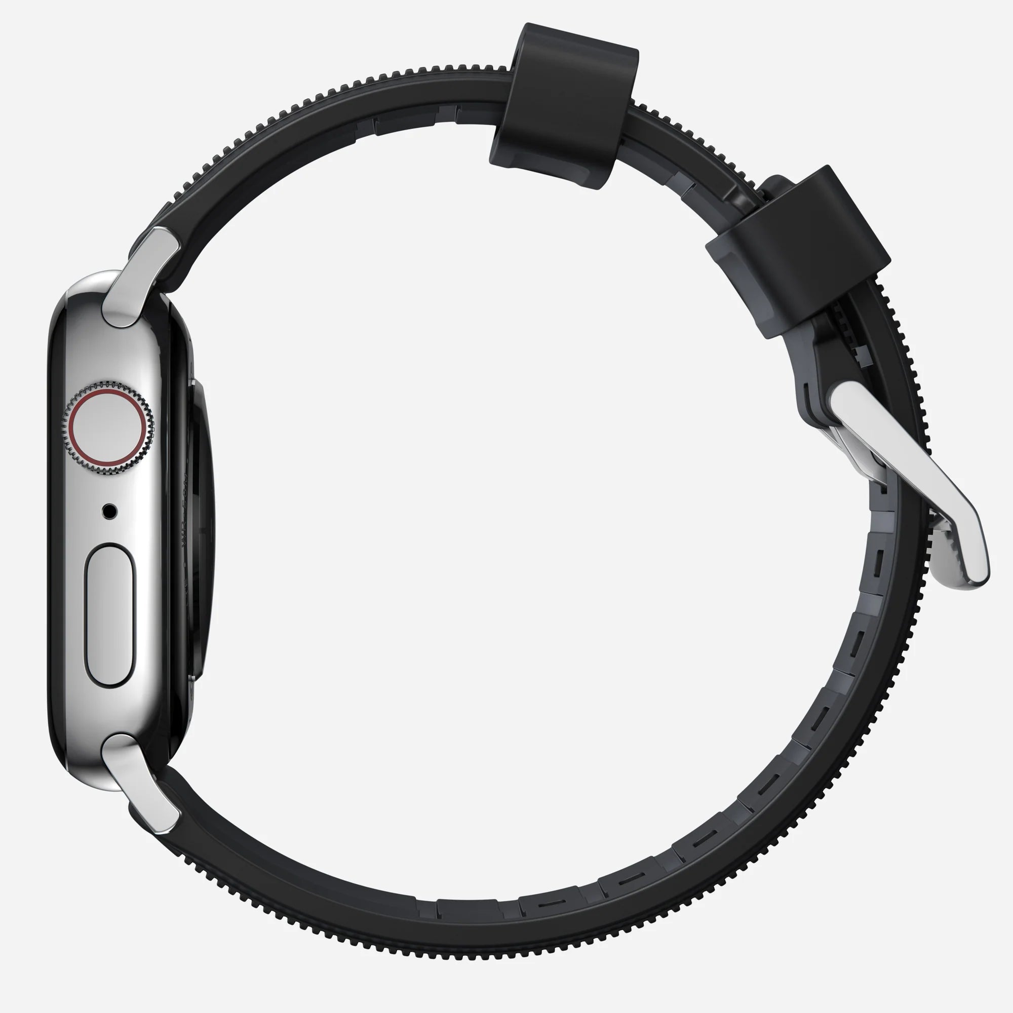 Nomad Rugged Apple Watch Silicone Strap (Black/Silver)
