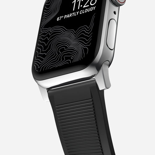 Nomad Rugged Apple Watch Silicone Strap (Black/Silver)
