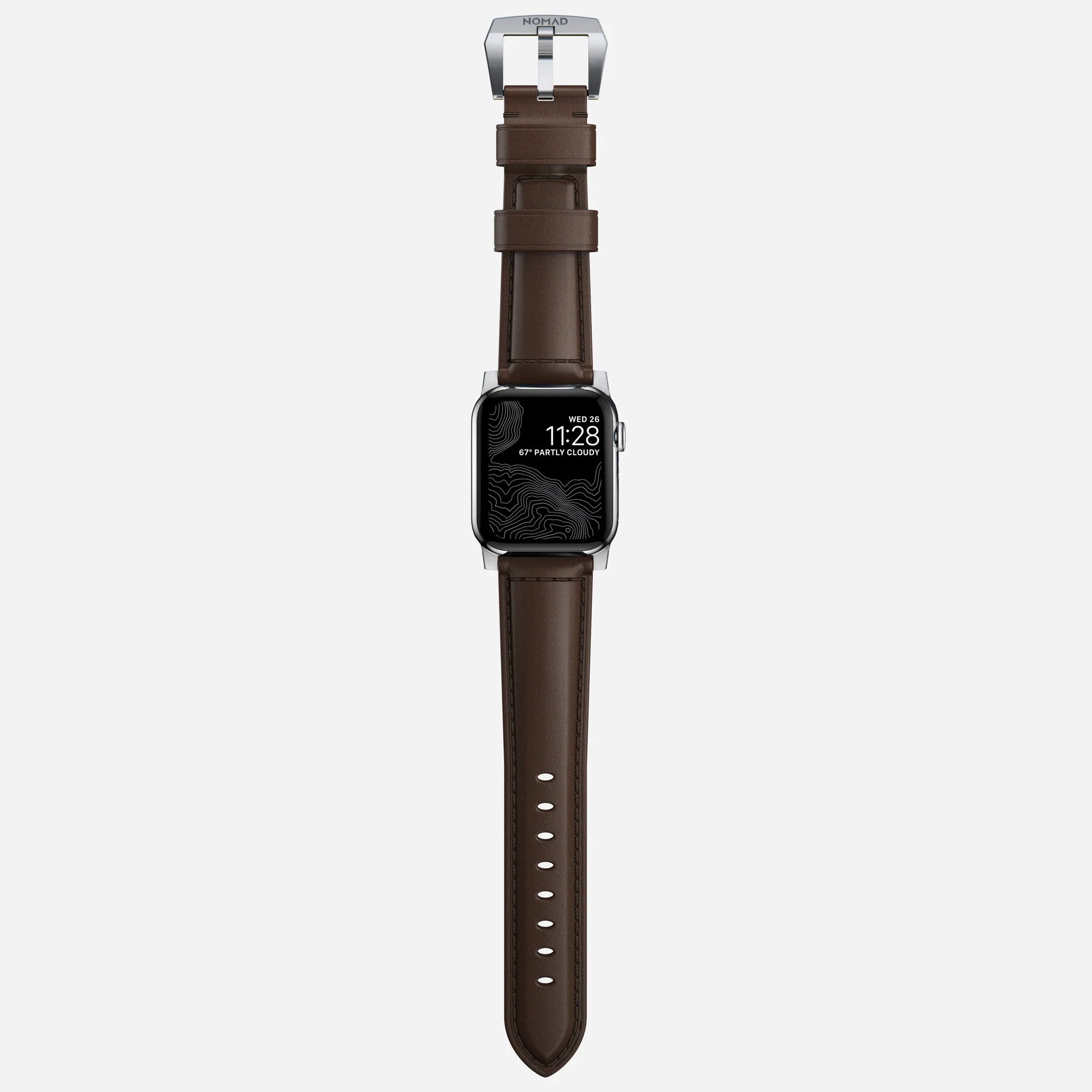 Nomad Traditional Apple Watch leren bandje (bruin/zilver)
