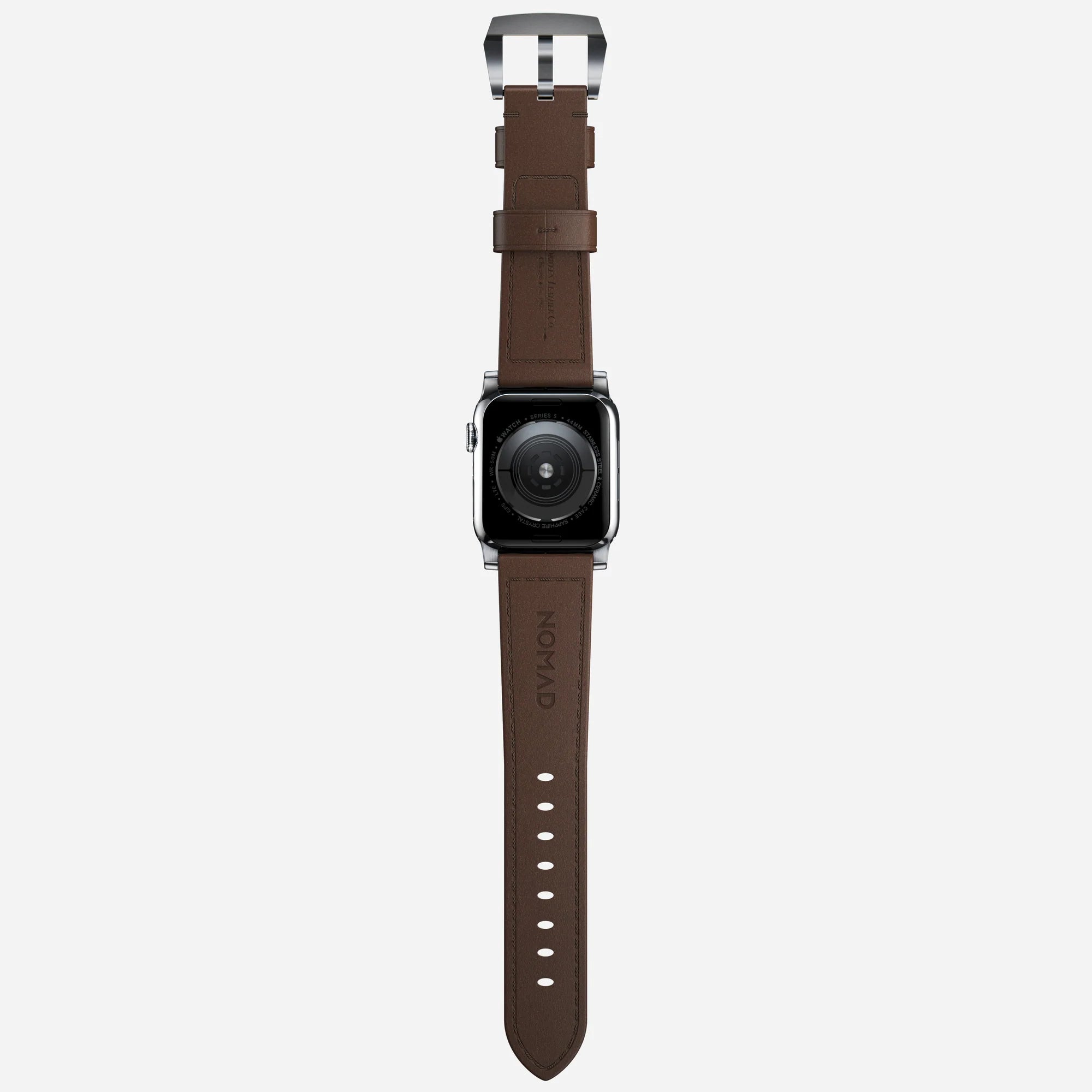 Nomad Traditional Apple Watch leren bandje (bruin/zilver)