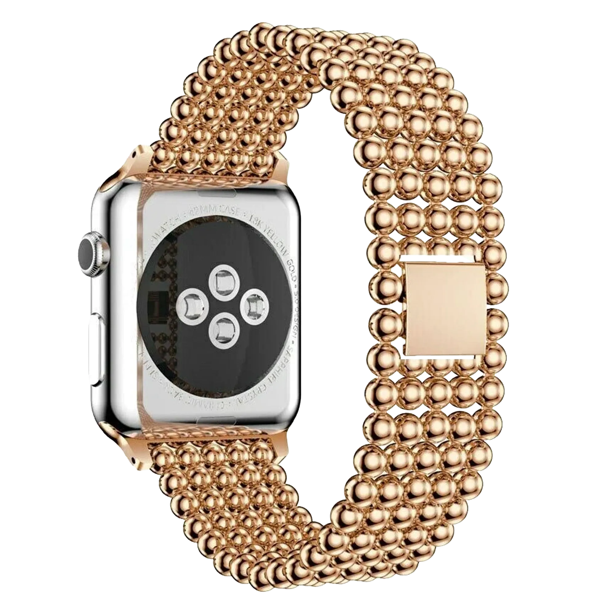 Apple Watch Beaded Steel Strap (Rose Gold)