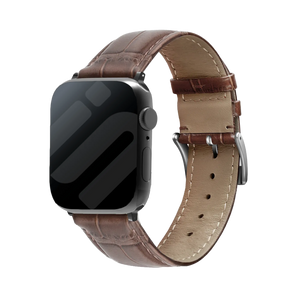 Apple Watch leather crocodile grain band (bruin)