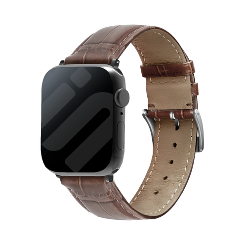 Apple Watch leather crocodile grain band (bruin)