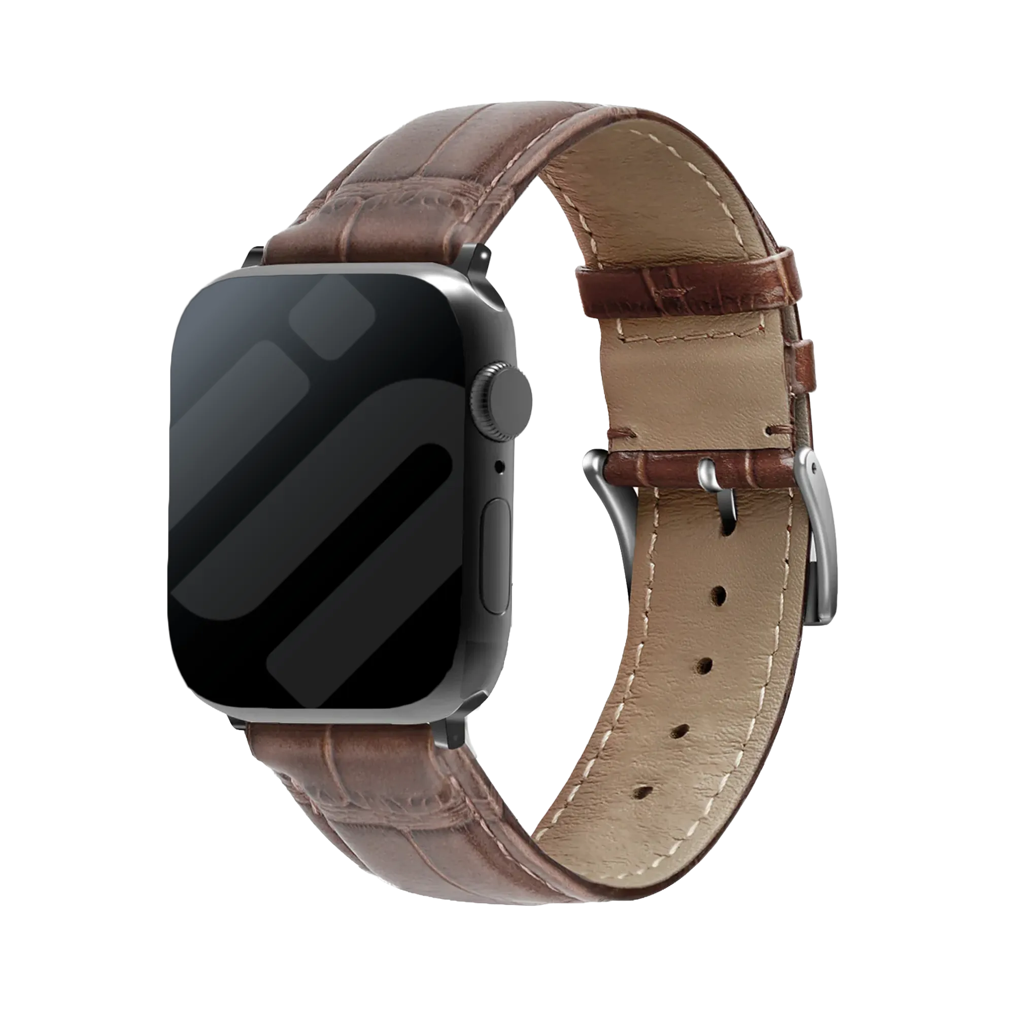 Apple Watch Leather Strap Crocodile Grain (Brown)