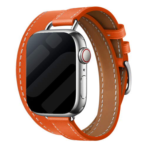 Apple Watch leren double tour band (oranje)