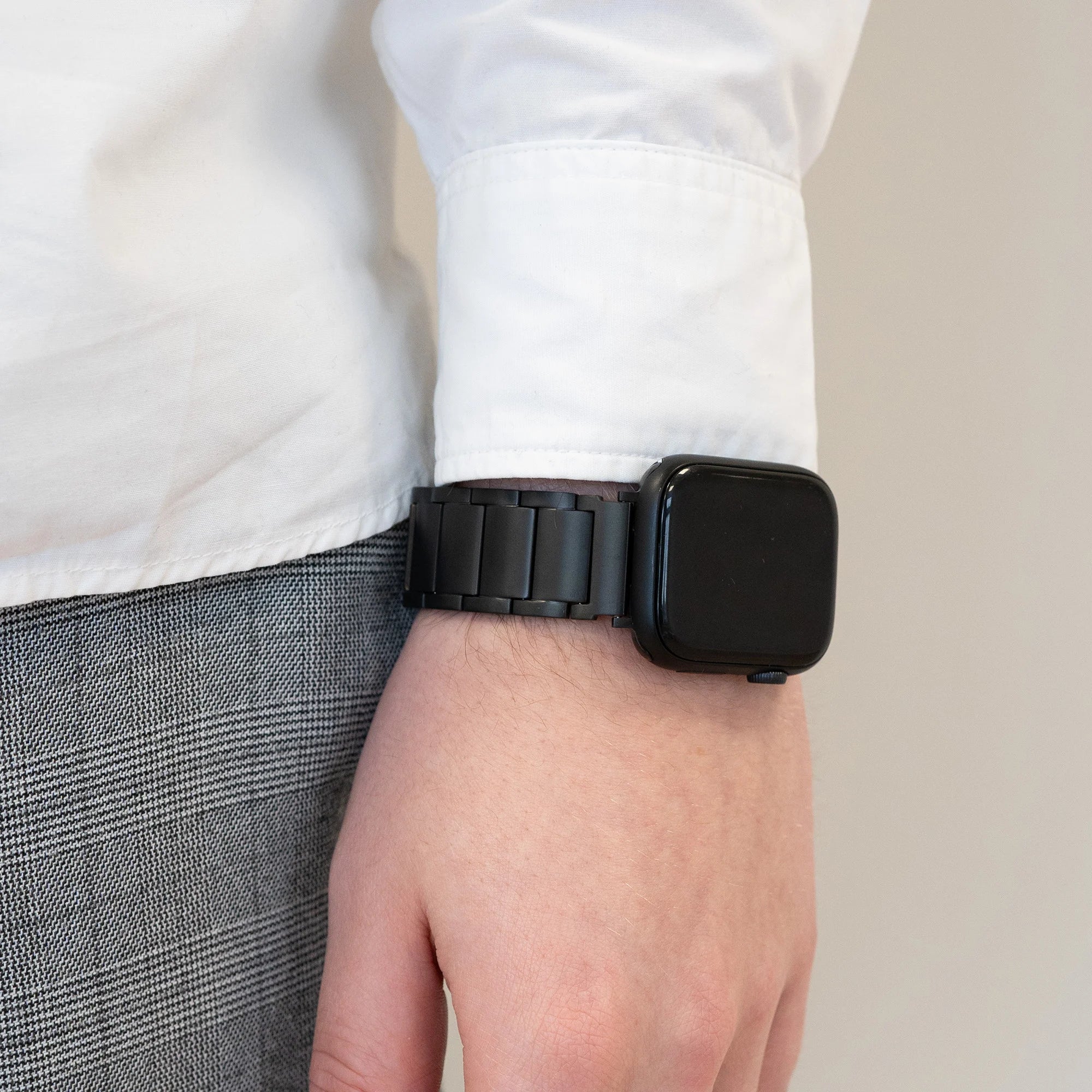 Bandz Apple Watch titanium schakel band (zwart)