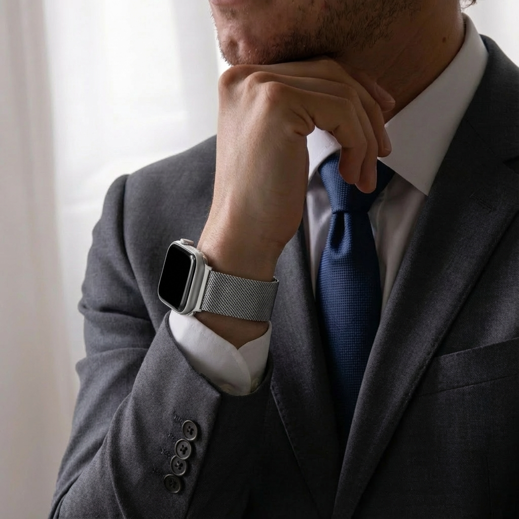 Bandz Apple Watch Milanese Loop Strap (Silver)