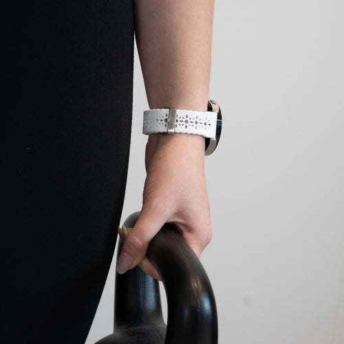 Bandz Pebble Round 2 - 20mm Patterned Silicone Strap (White)