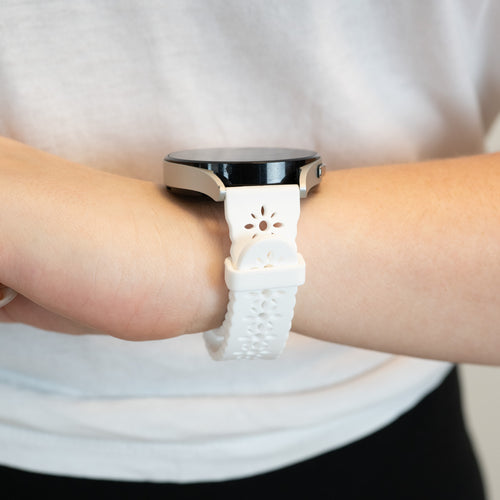 Bandz Pebble Round 2 - 20mm Patterned Silicone Strap (White)