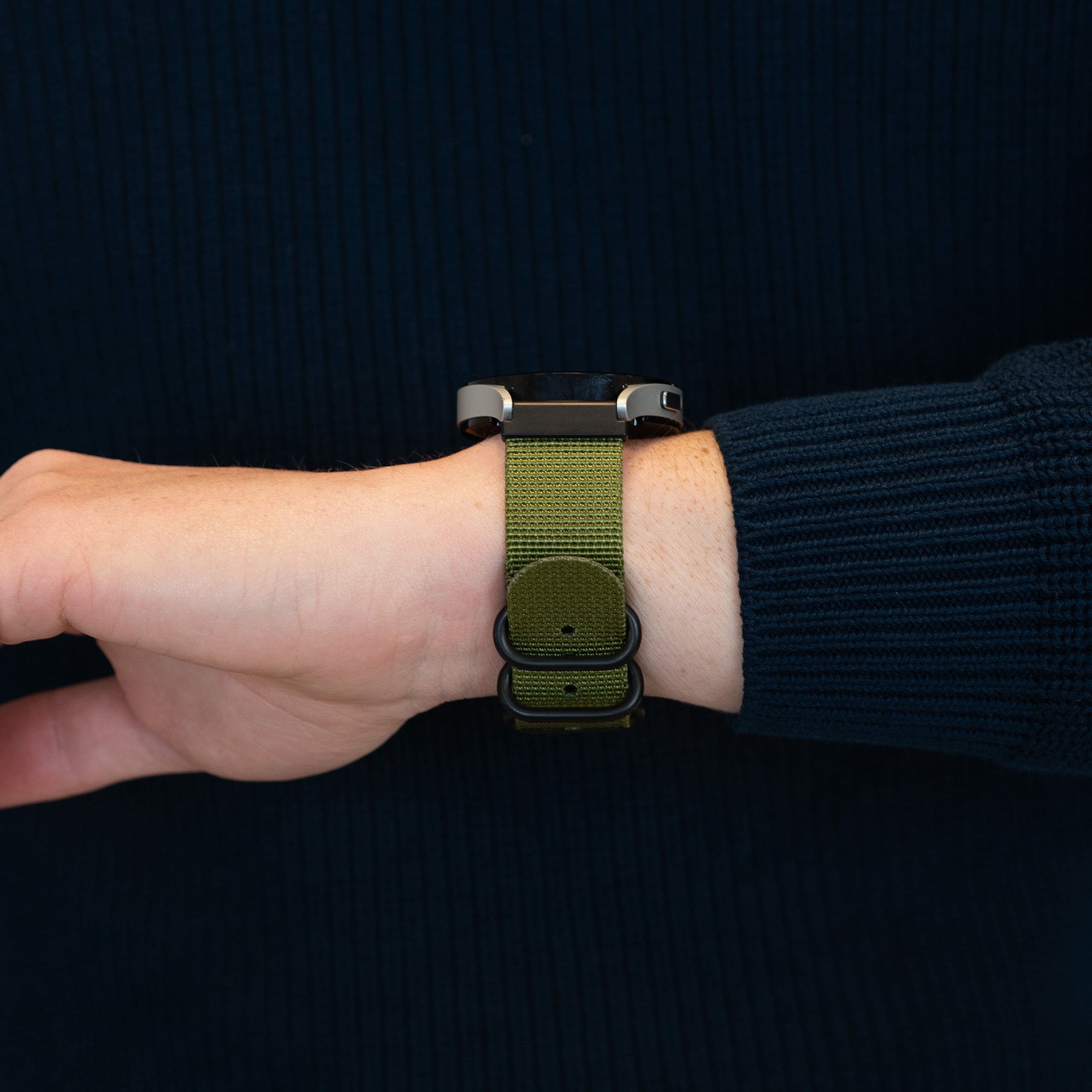 Bandz Garmin Venu nylon band met gesp (groen)