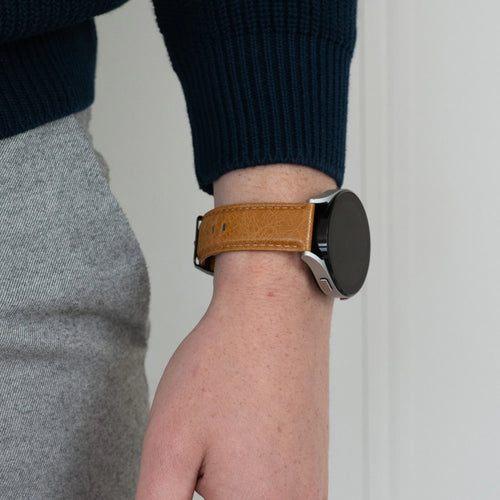 Bandz Pebble Round 2 - 20mm lederen band 'Classic' (bruin)