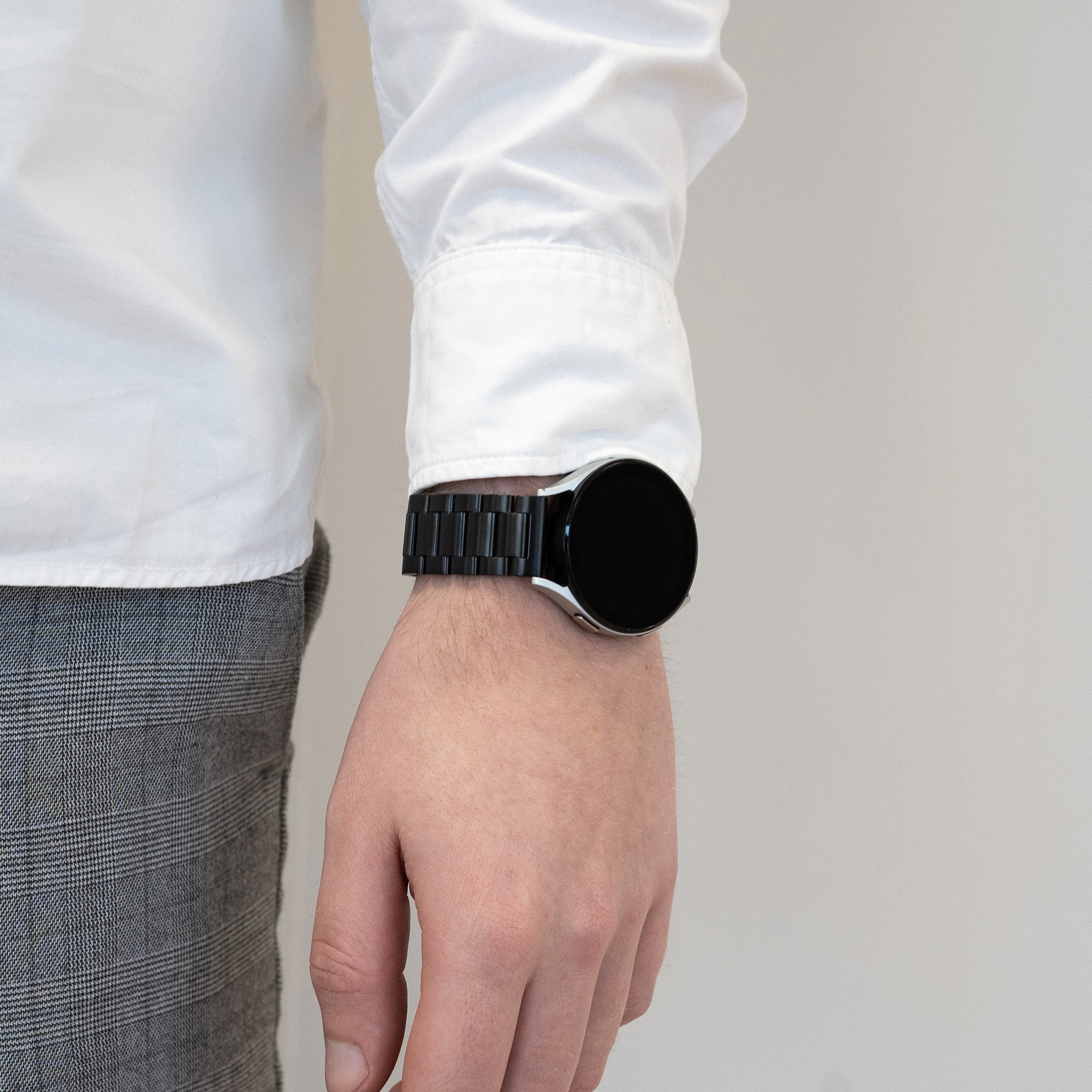 Bandz Samsung Galaxy Watch 46mm stalen band 'Classic' (zwart)