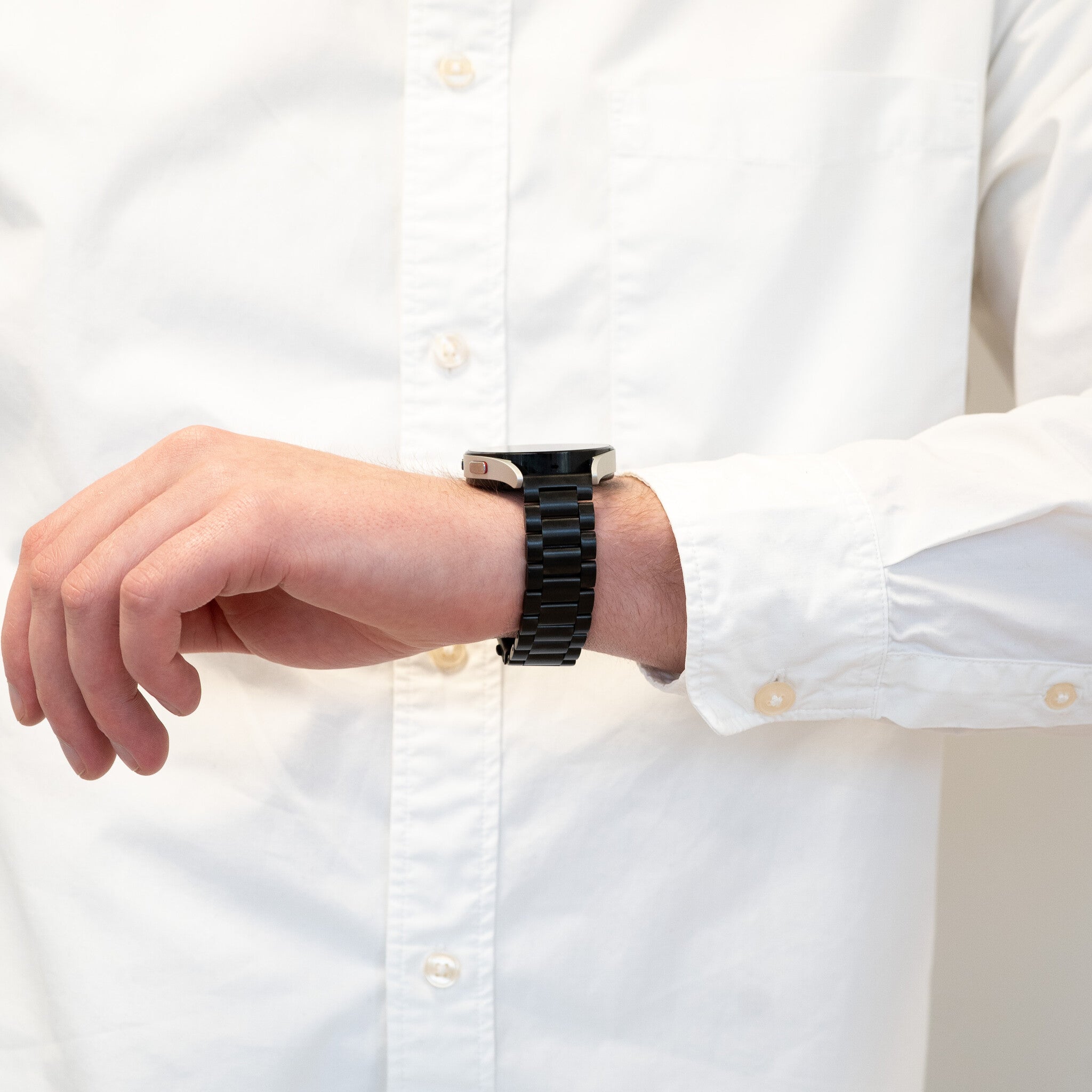 Bandz Huawei Watch GT 3 Pro 46mm stalen band 'Classic' (zwart)