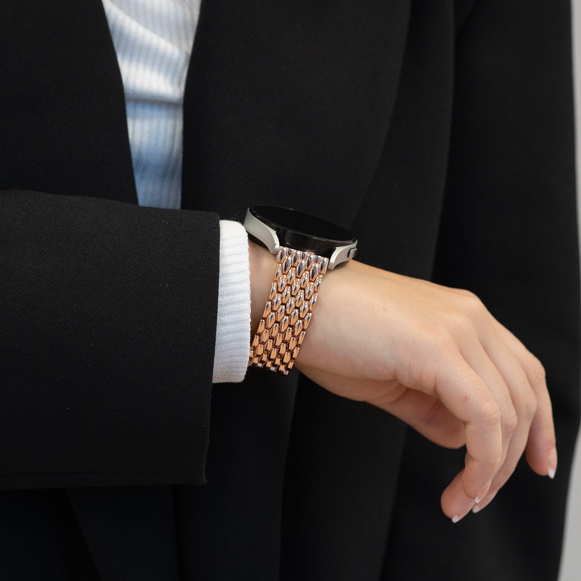 Bandz Coros Apex 42mm stalen band 'Dragon' (rosé goud)