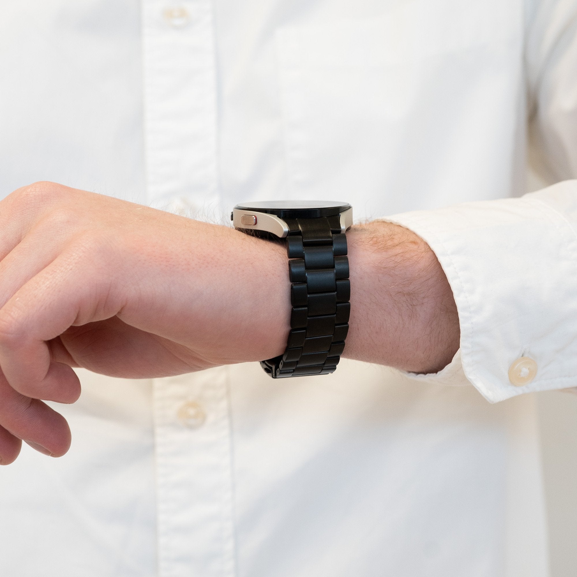 Bandz Samsung Galaxy Watch 6 - 40mm titanium schakel band (zwart)