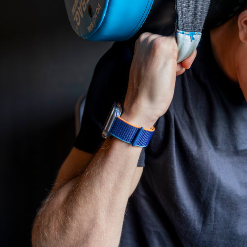 Bandz Apple Watch Ultra nylon band 'Classic' (blauw mix)